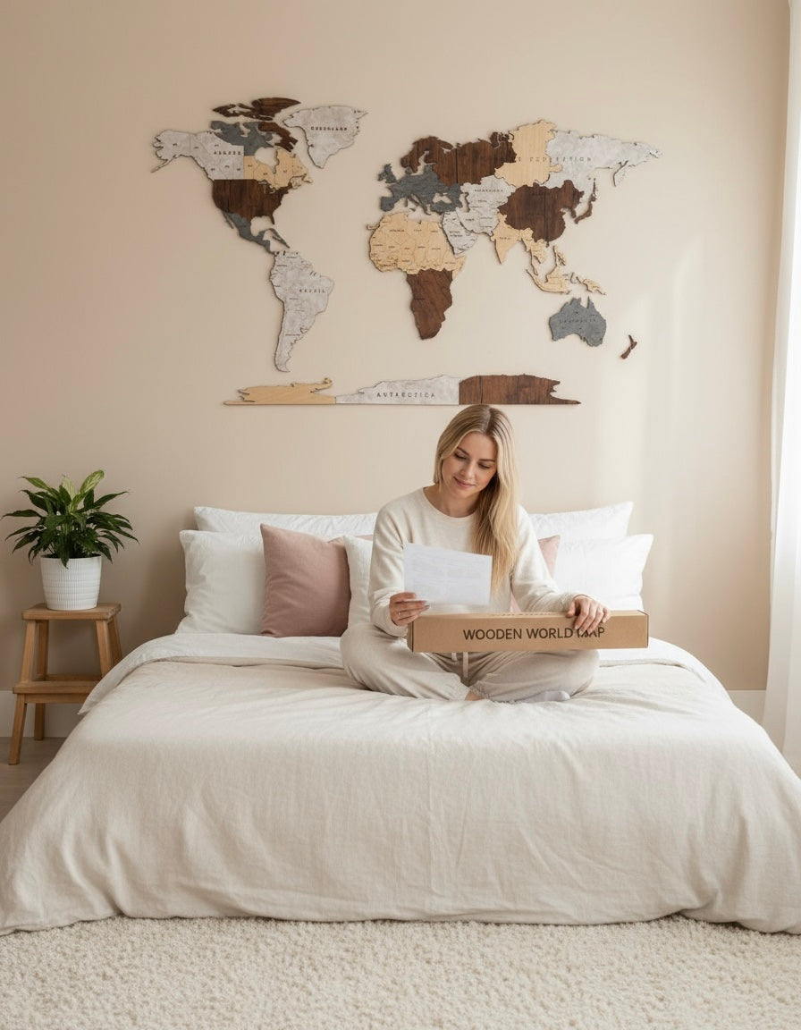 Wooden World Map - Multiple Sizes