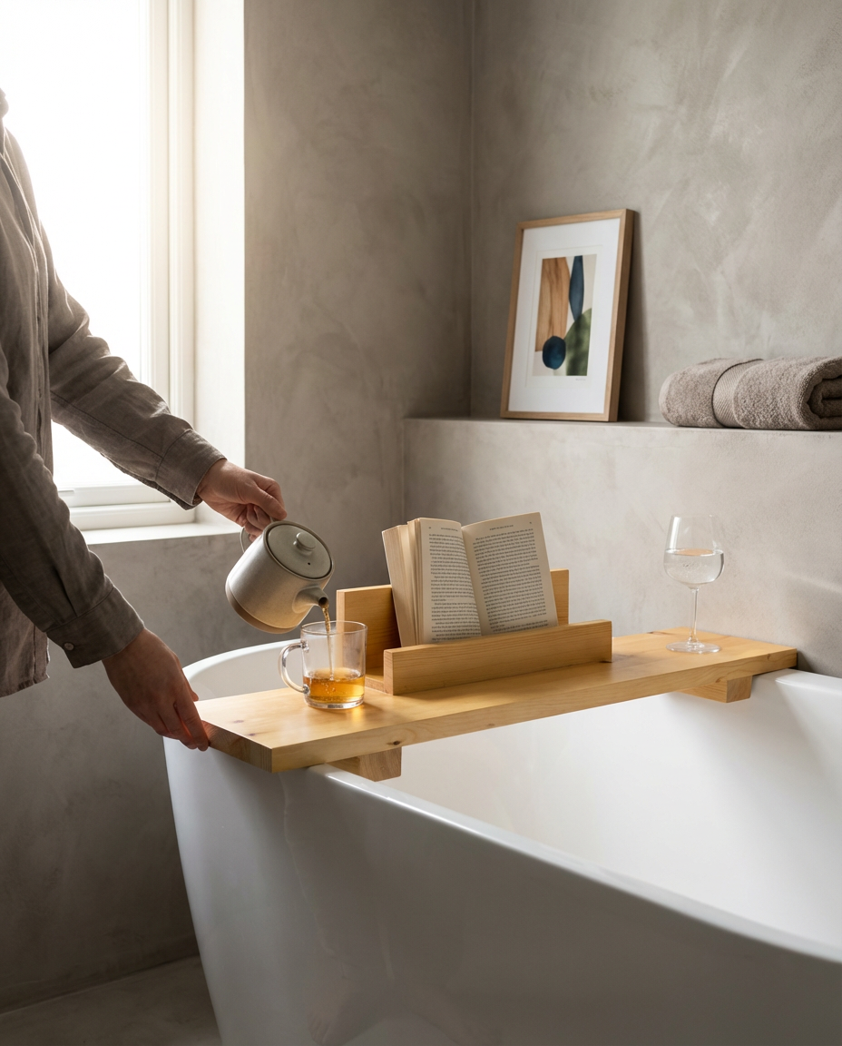 Wooden Bathtub Tray - pine