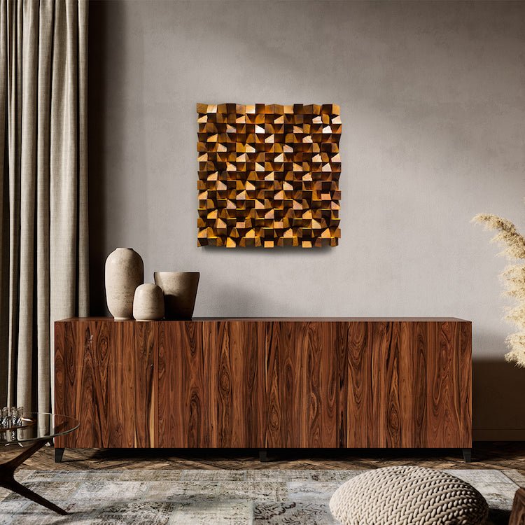 Burnt Wood Acoustic Sound Diffuser by Woodeometry