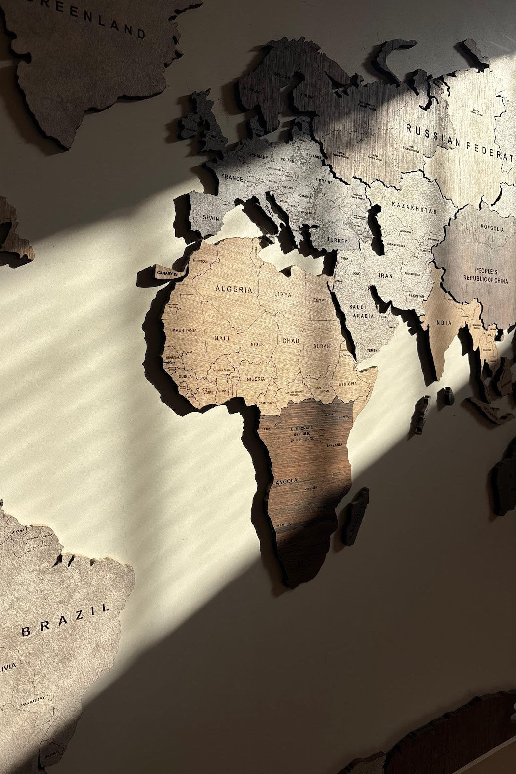 Wooden World Map - Multiple Sizes