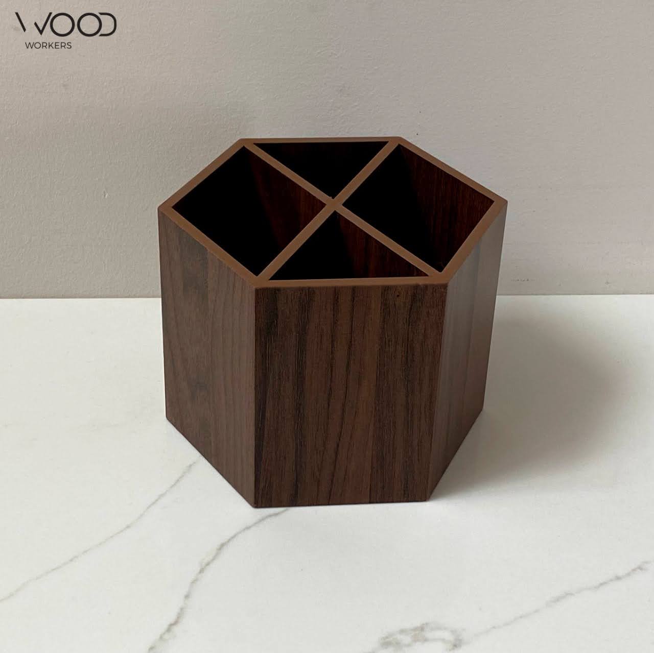 Hexagon Wooden Cutlery Holder