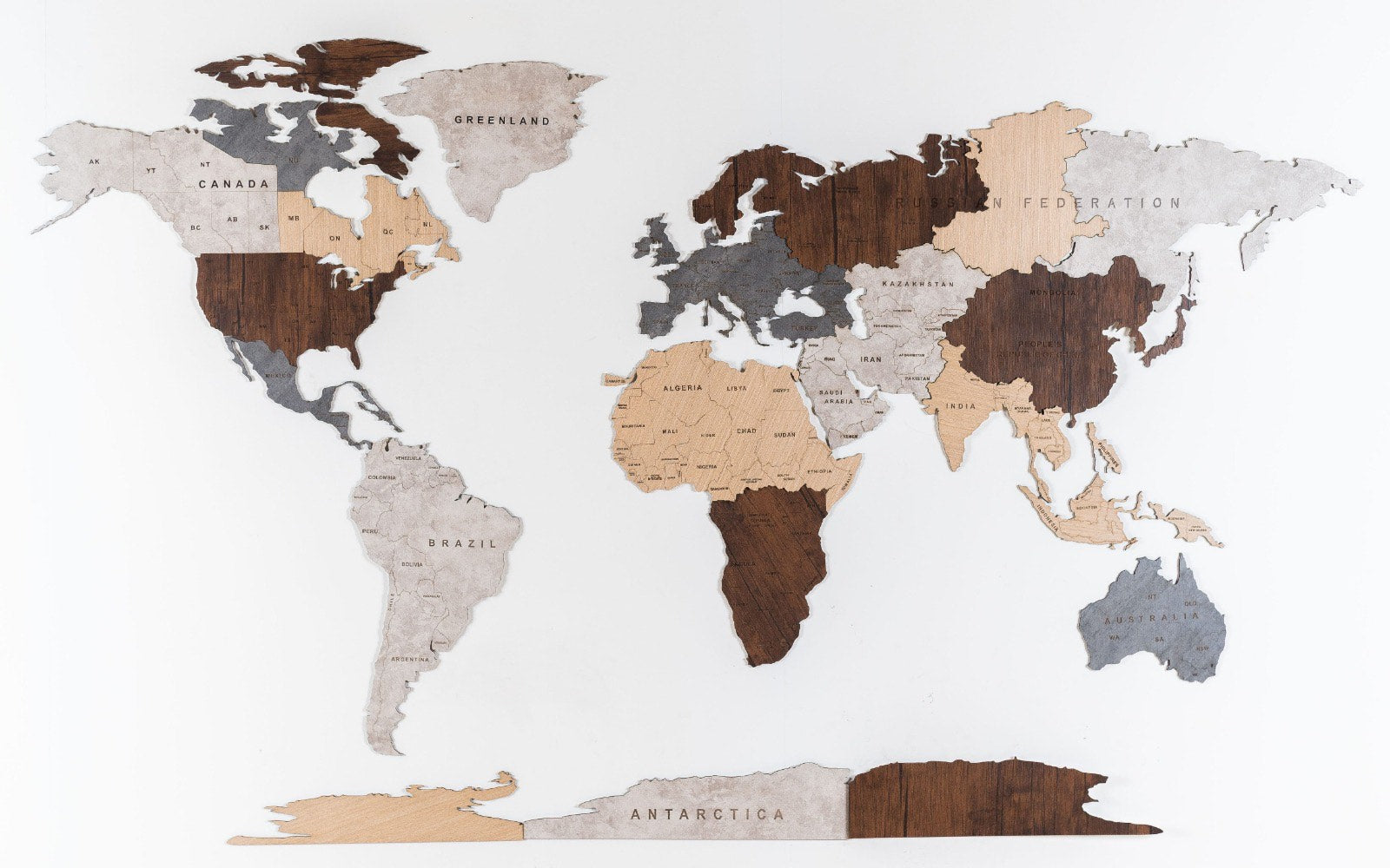 Wooden World Map - Multiple Sizes