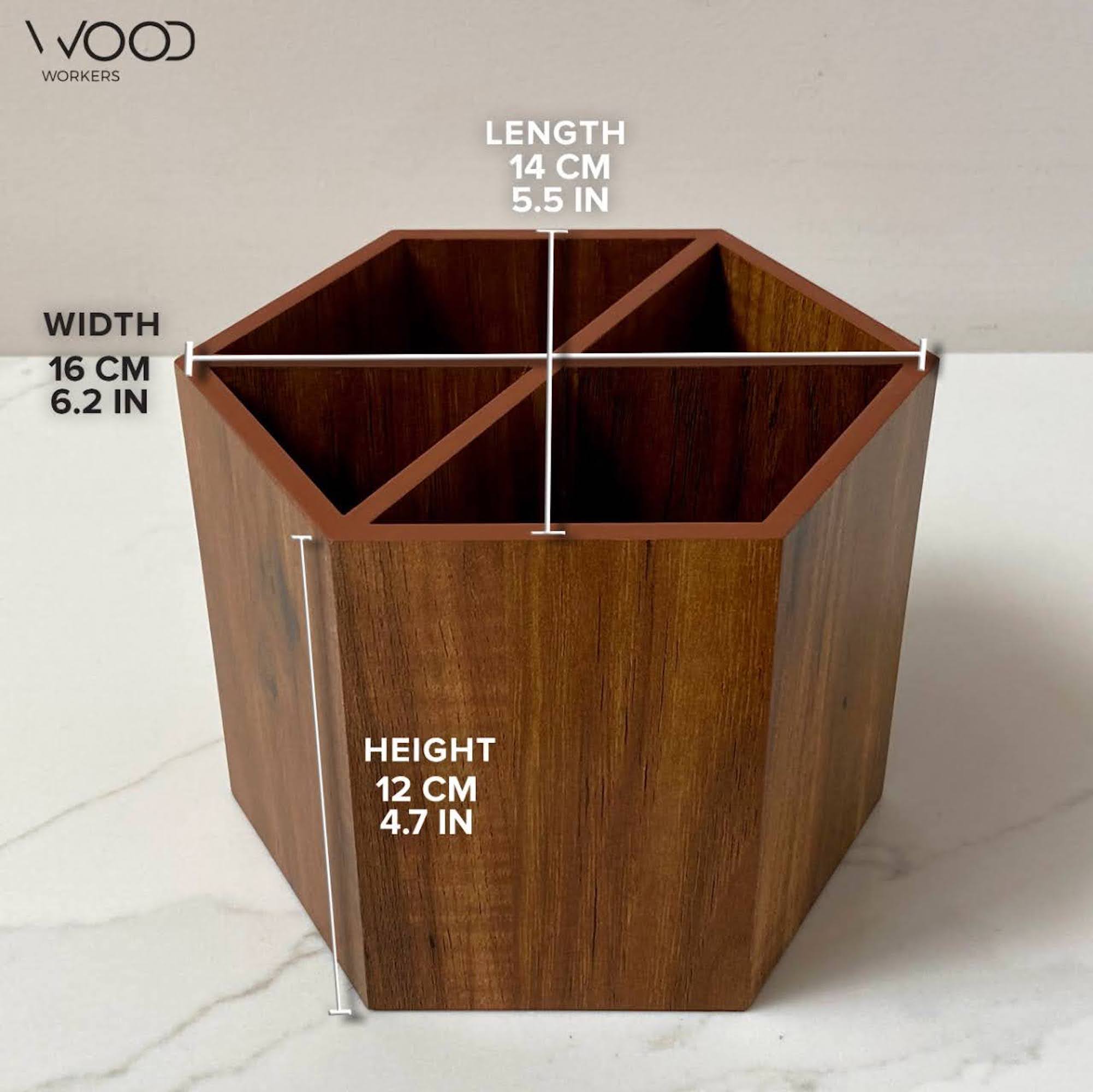 Hexagon Wooden Pen Holder