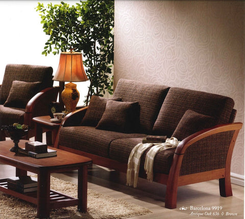 Barcelona Wooden Sofa Set Sophistication in Cream, Pear & LE 9919