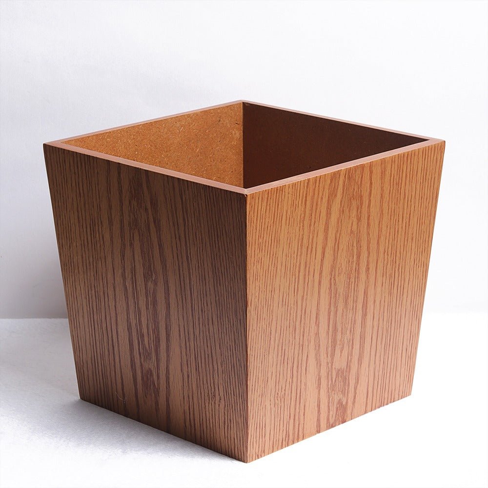 Minimalist Brown Oak Trash Bin