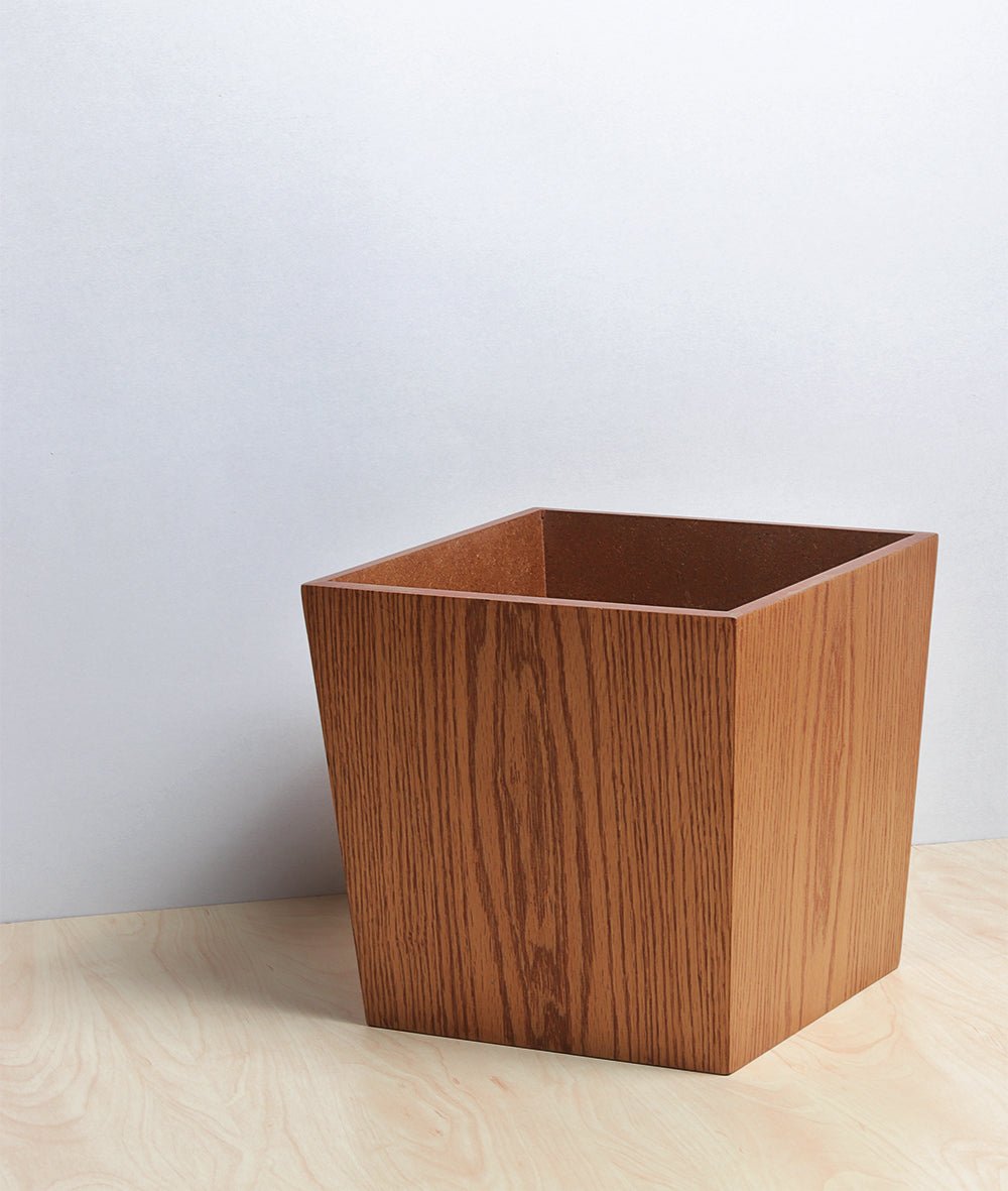 Minimalist Brown Oak Trash Bin