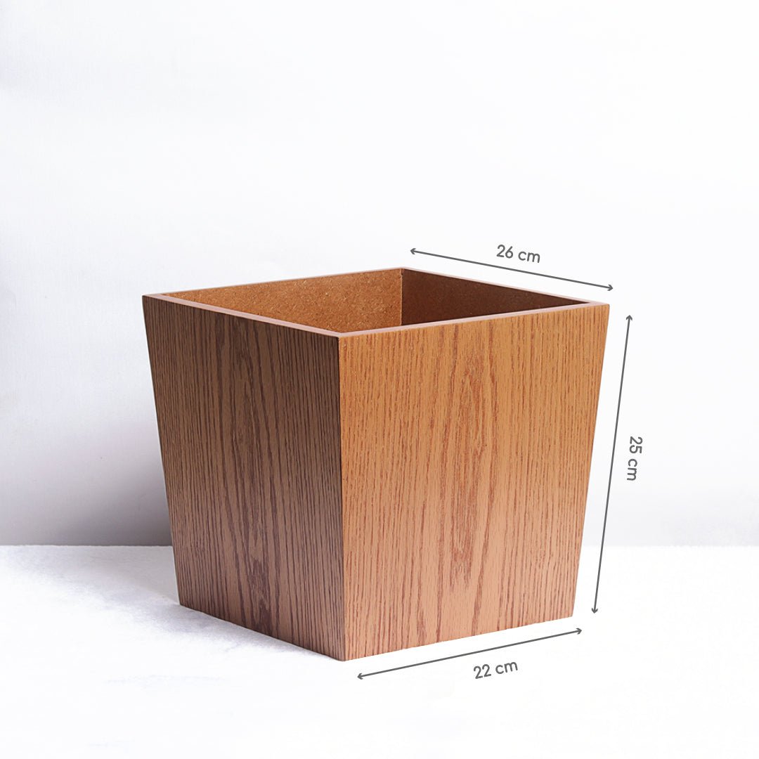 Minimalist Brown Oak Trash Bin