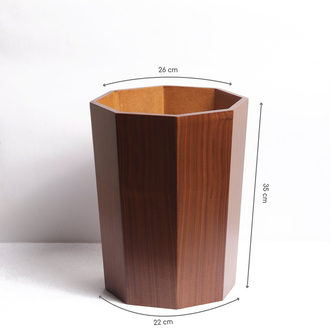 Octagon Wooden Trash Bin