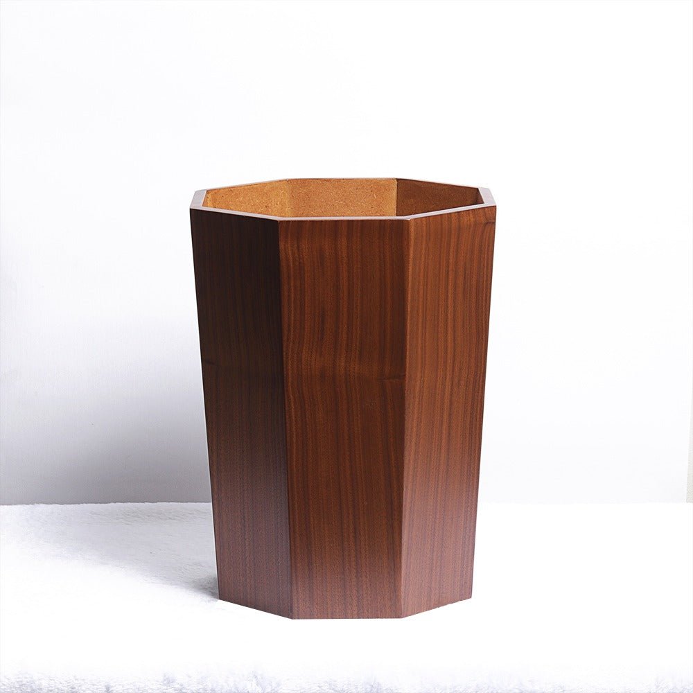 Octagon Wooden Trash Bin
