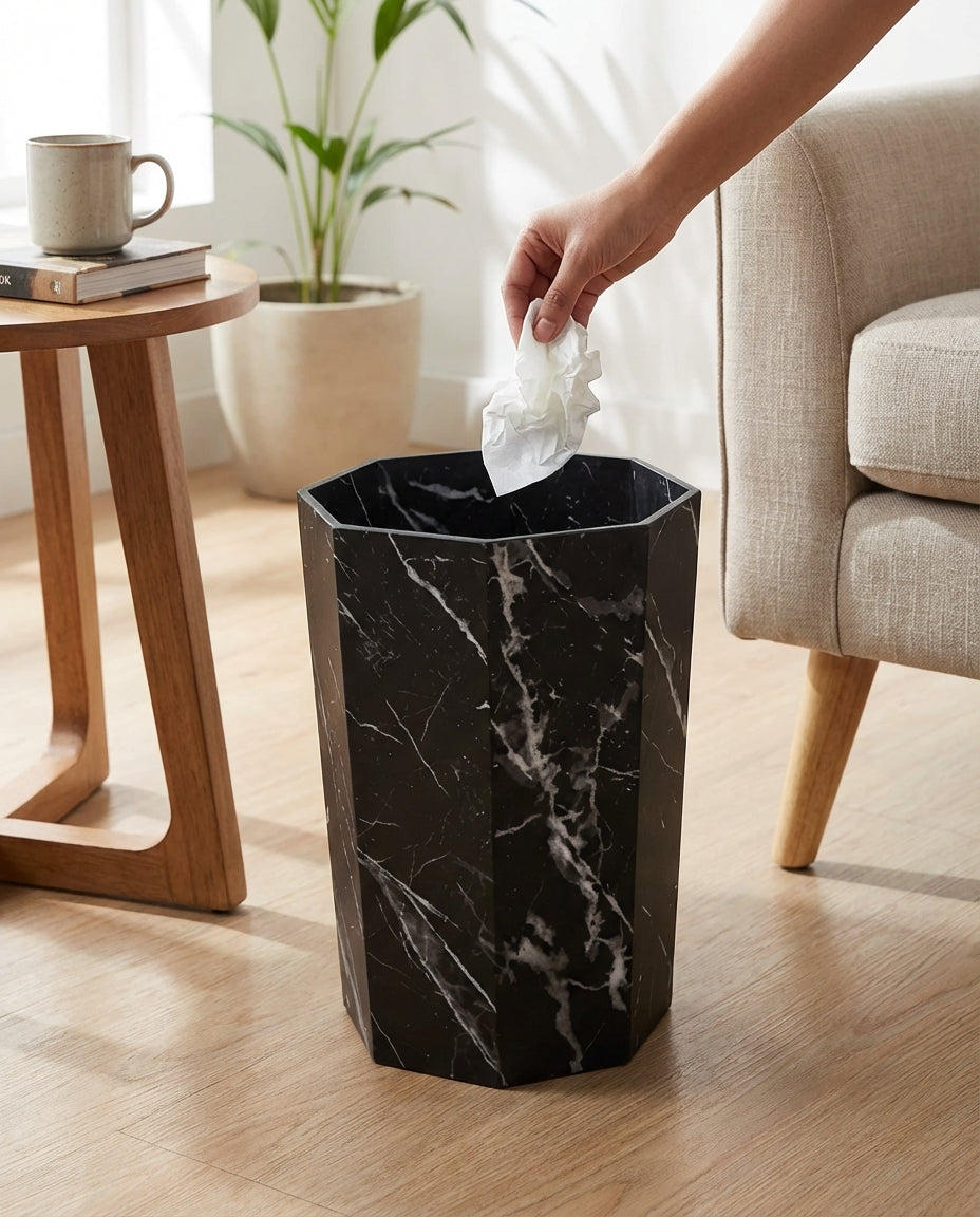 Classy Marble Texture Octagon Trash Bins