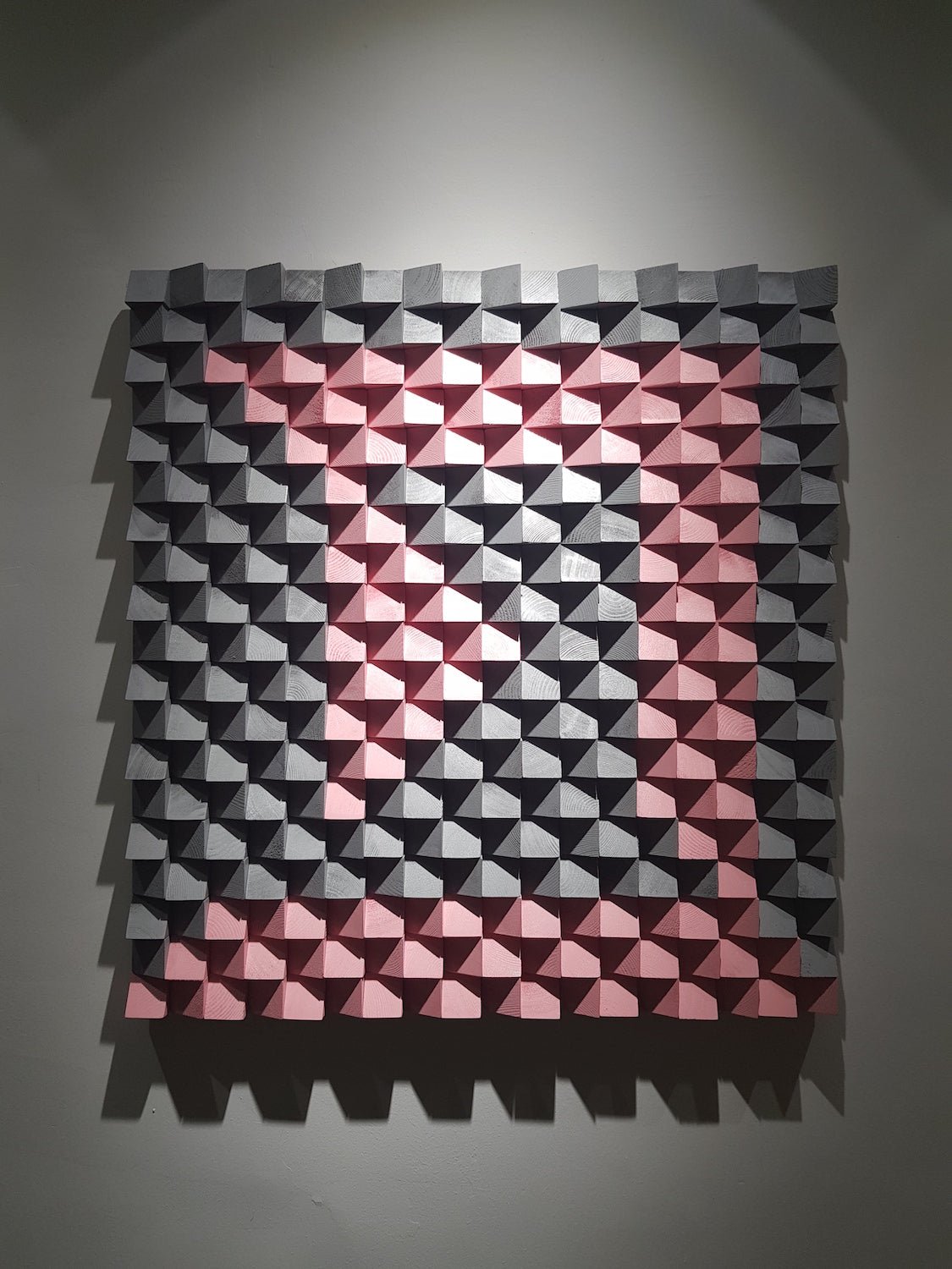 Pink And Gray Wood Wall Art by Woodeometry