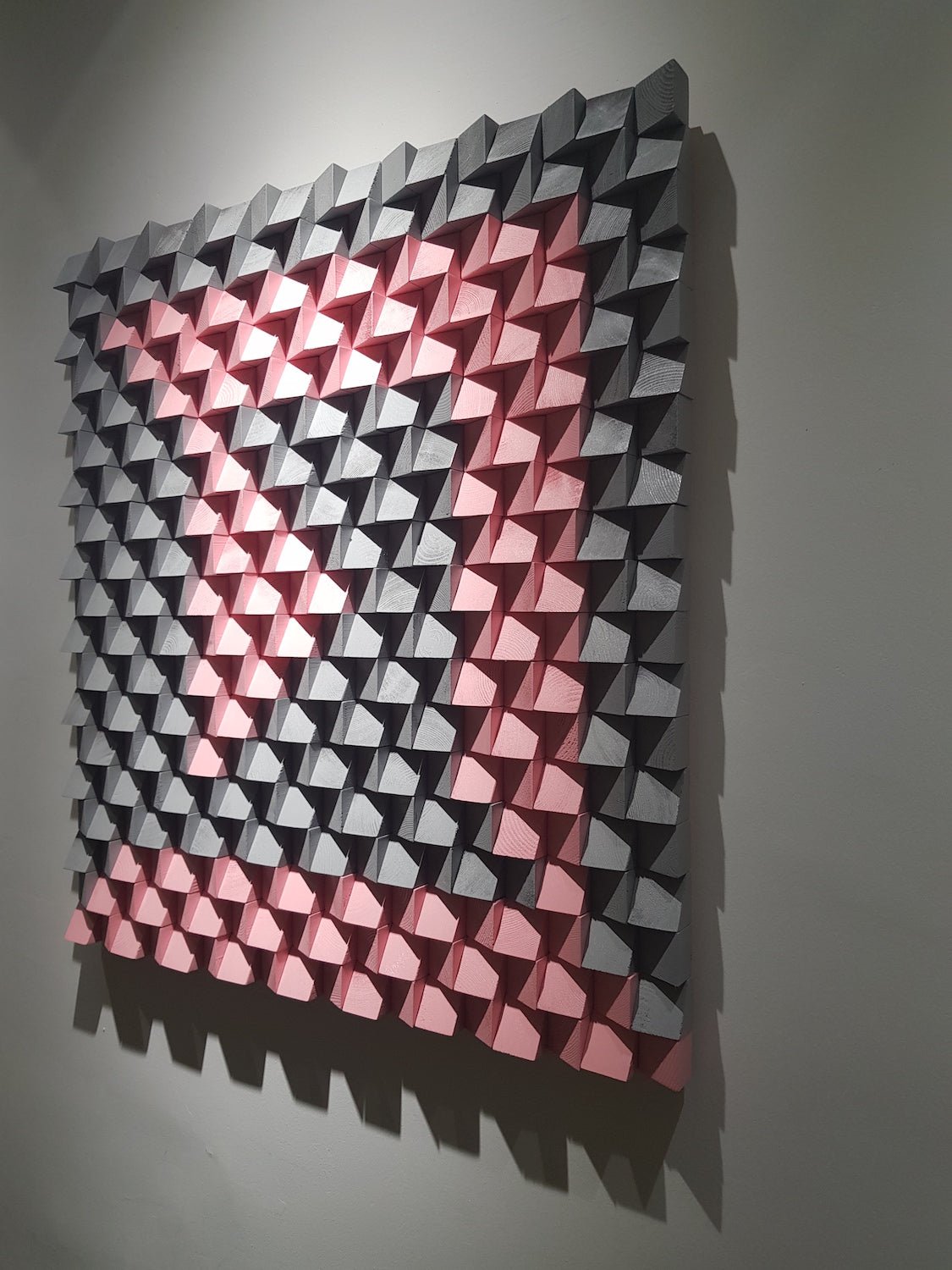 Pink And Gray Wood Wall Art by Woodeometry