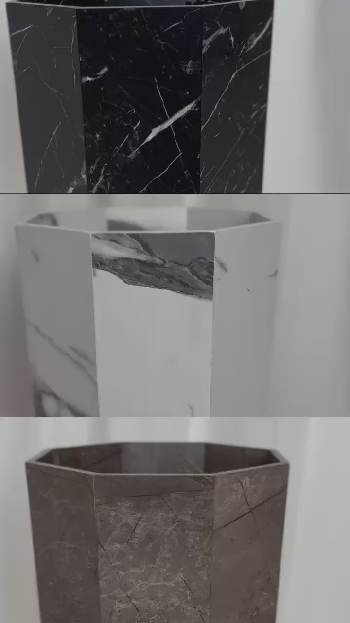 Classy Marble Texture Octagon Trash Bins