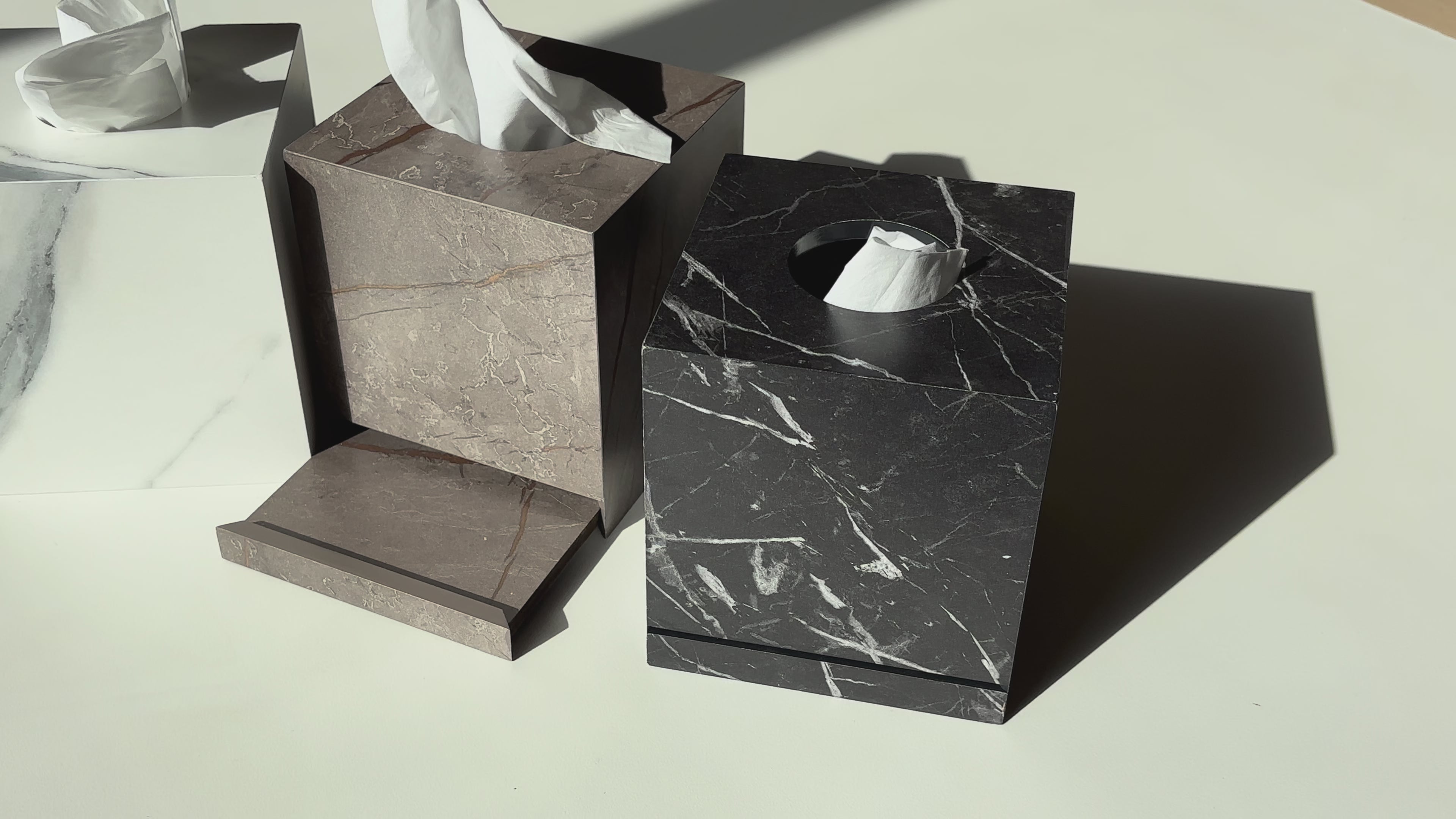 Elegant Marble Texture Square Tissue Box