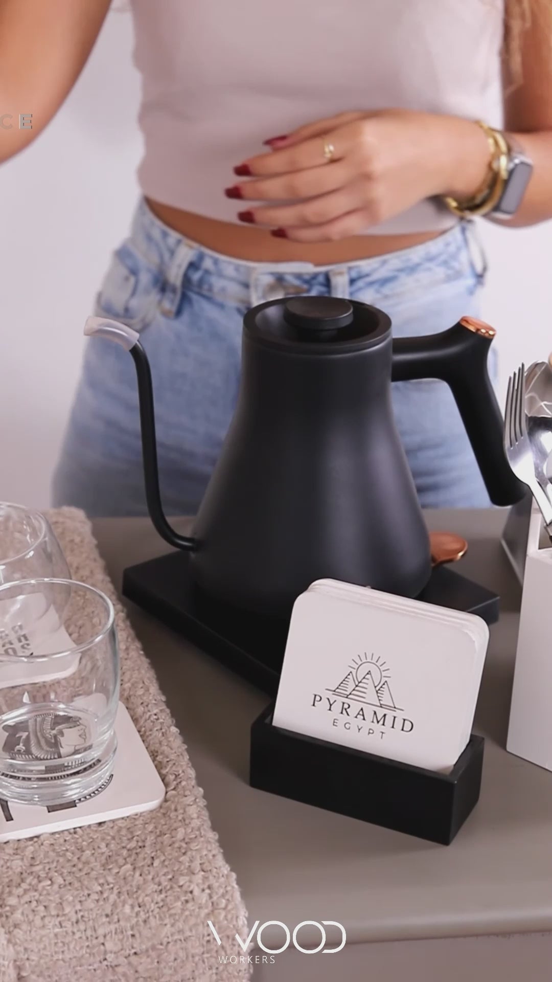 Hexagon Wooden Cutlery Holder