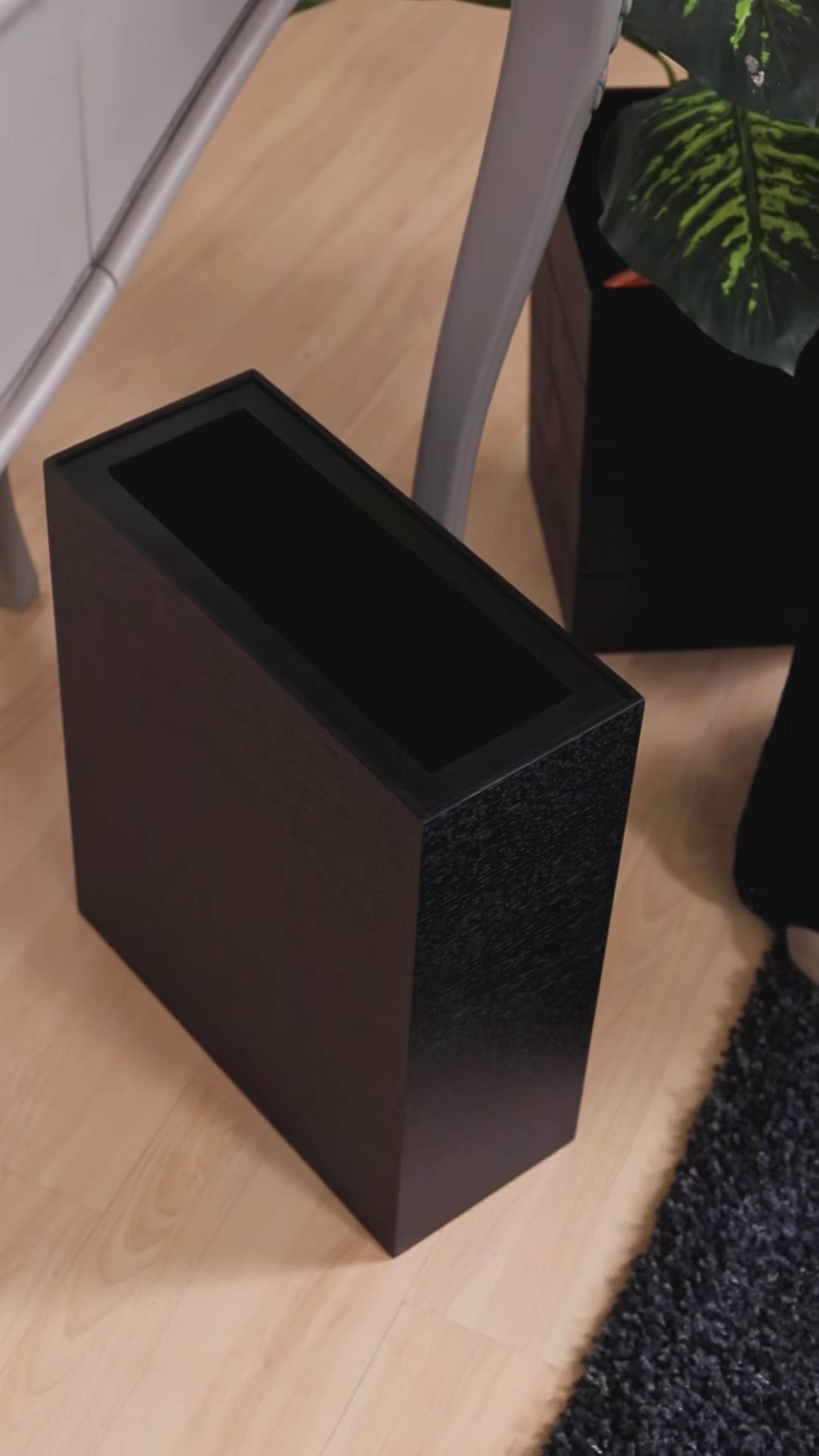 Oblong Black Trash Bin