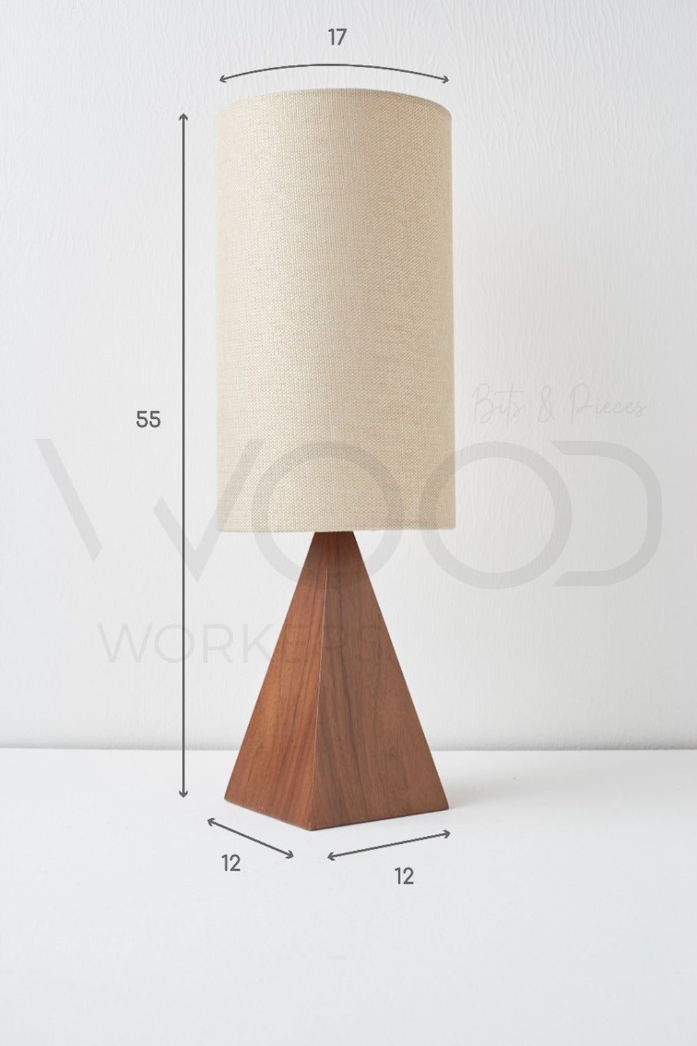 Triangular Walnut Table Lamp