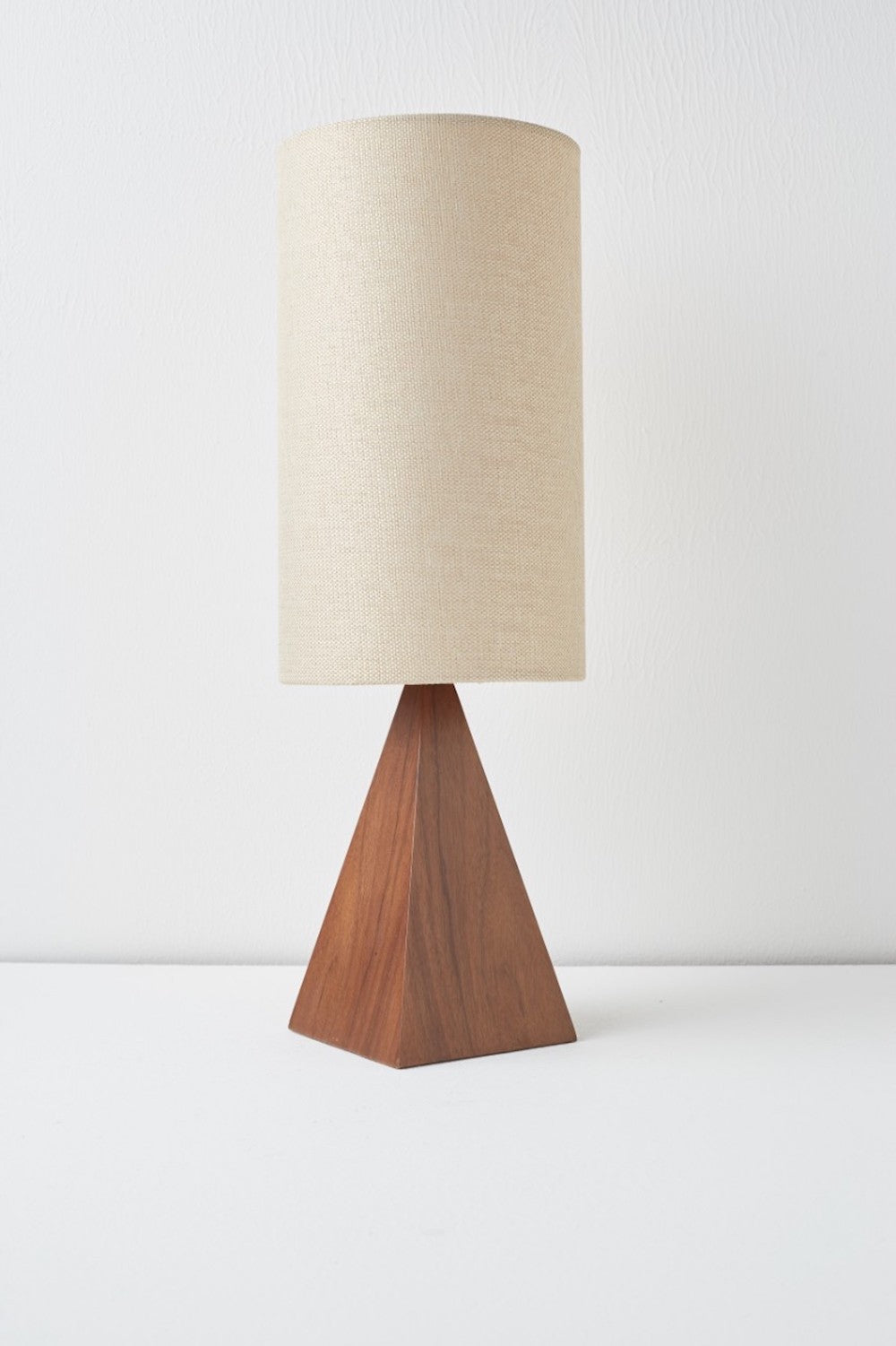 Triangular Walnut Table Lamp