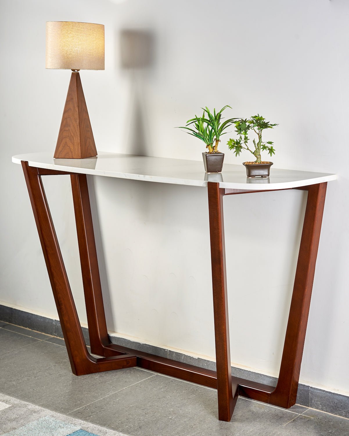 Triangular Wooden Table Lamp