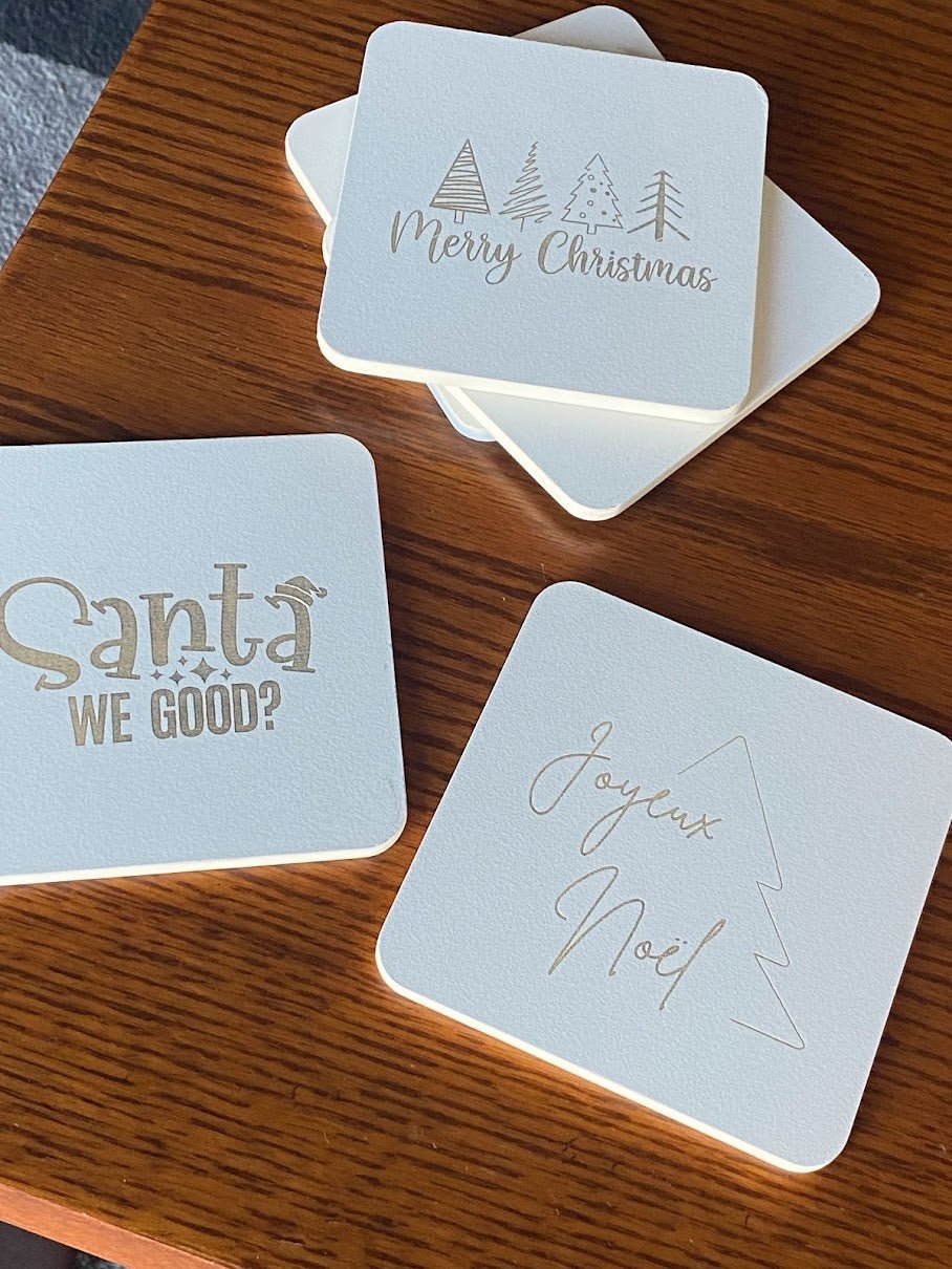 Wooden Christmas Coasters - Set of 6