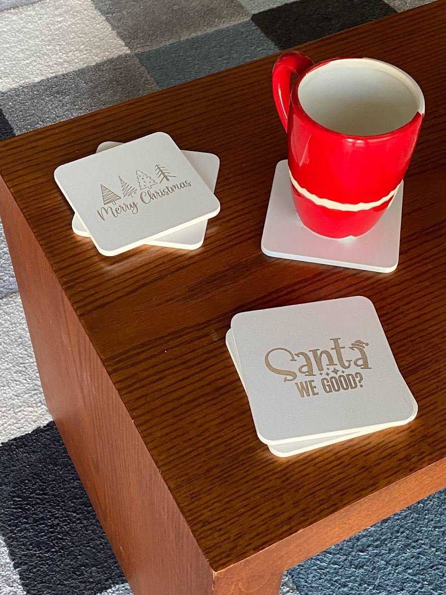 Wooden Christmas Coasters - Set of 6