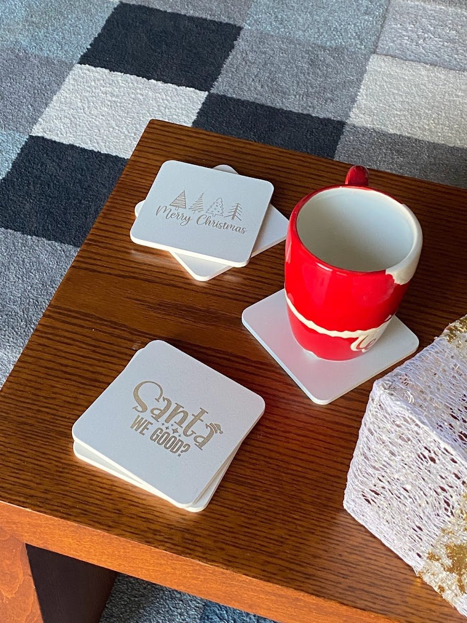 Wooden Christmas Coasters - Set of 6