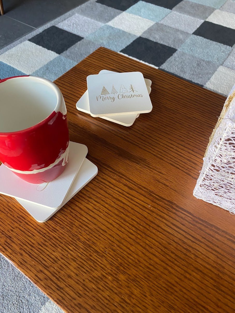 Wooden Christmas Coasters - Set of 6