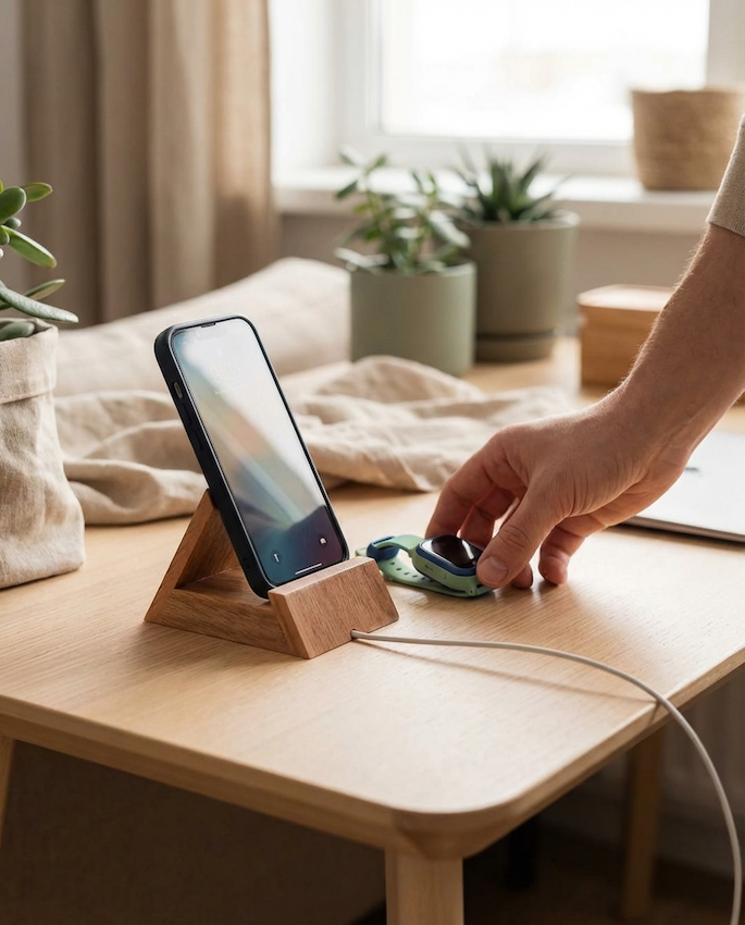 Handcrafted Wooden Mobile Holder – Sleek and Functional