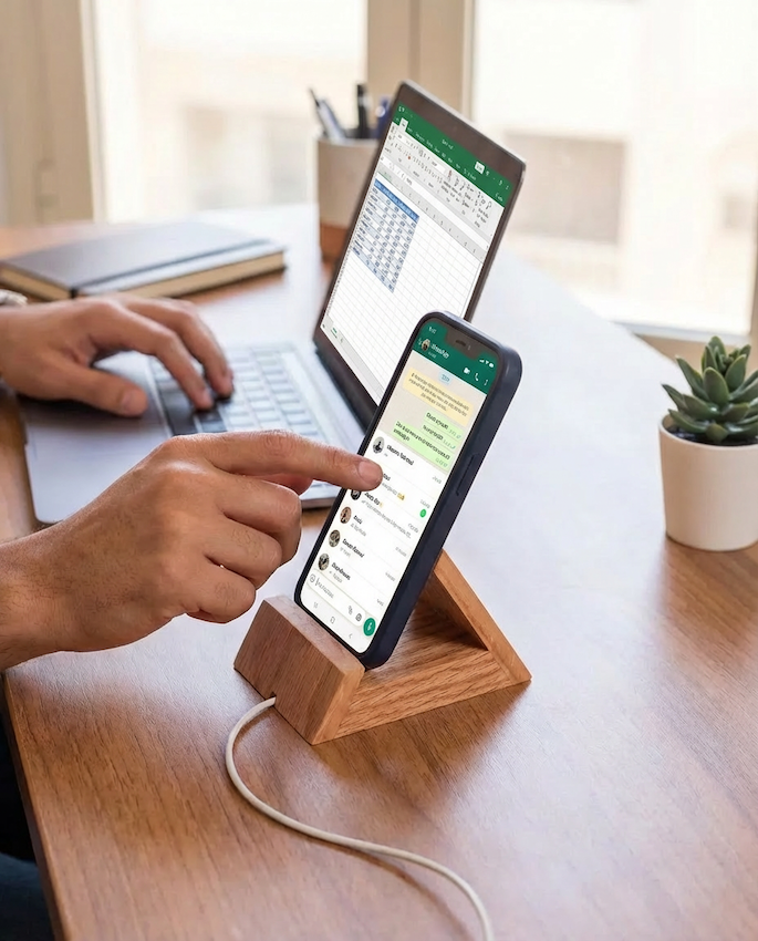 Handcrafted Wooden Mobile Holder – Sleek and Functional