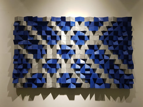 Blue And Grey Sound Diffuser by Woodeometry