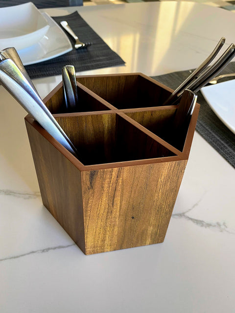 Hexagon Wooden Cutlery Holder