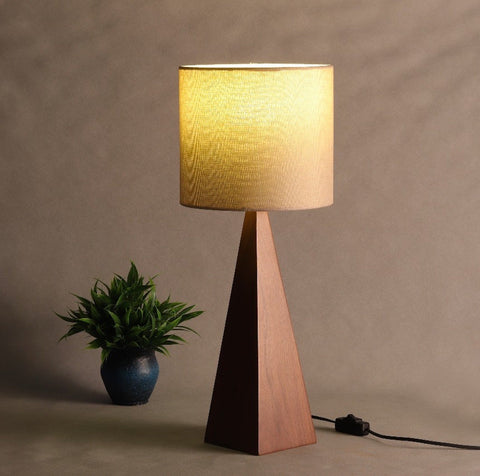 Triangular Wooden Table Lamp