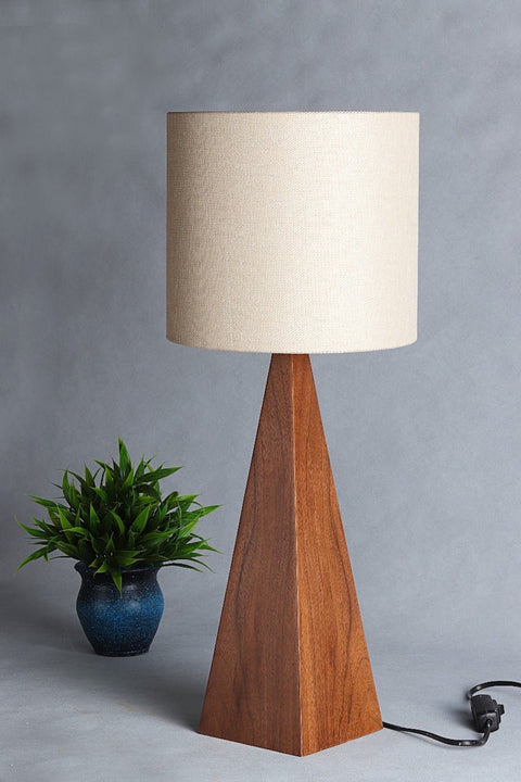 Triangular Wooden Table Lamp