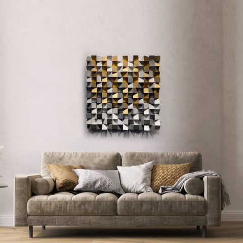 Gold And Silver Acoustic Panel by Woodeometry