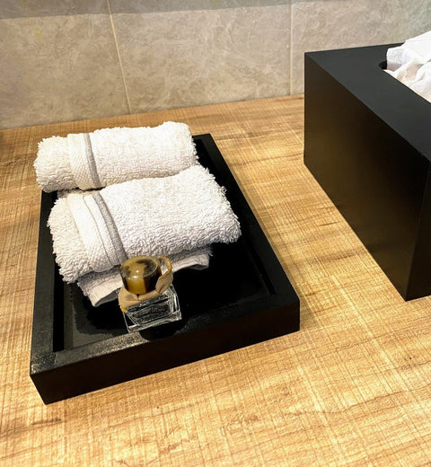 Wooden Bathroom Towel Tray