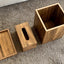 Wooden Office Set of Tray, Trash Bin & Tissue Box
