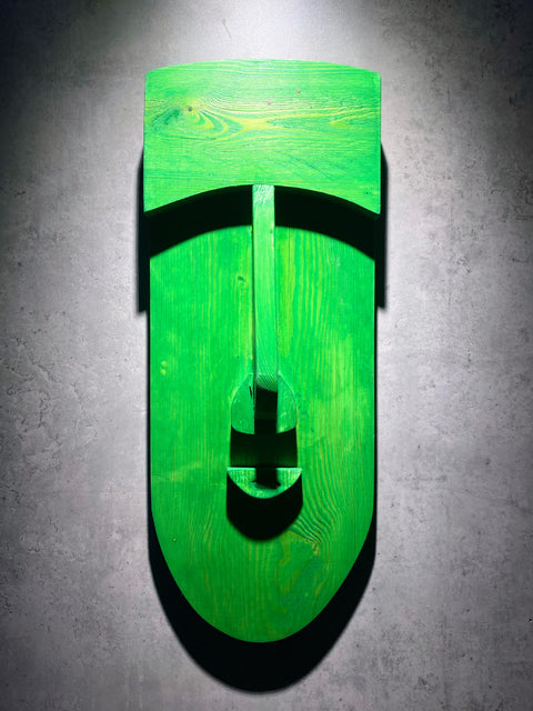 Green Face Wood Art
